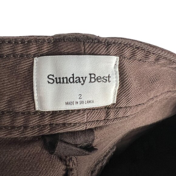 Aritzia Sunday Best Oscar Carpenter Pants Cargo Jeans in Cognac Brown Size 2 - Picture 7 of 12